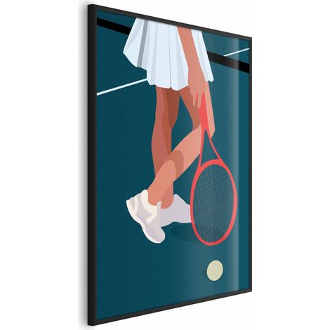 Póster - Jugador de tenis con raqueta roja en la cancha - ilustración (1/4)