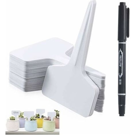 Etiquettes Plantes, Etiquette Semis,60x Etiquette Potager de type T(6 x 10 cm),imperméables étiquettes,Etiquetage Réutilisable-Contenants et Accessoires Pour Plantes. (Blanc60) (1/5)