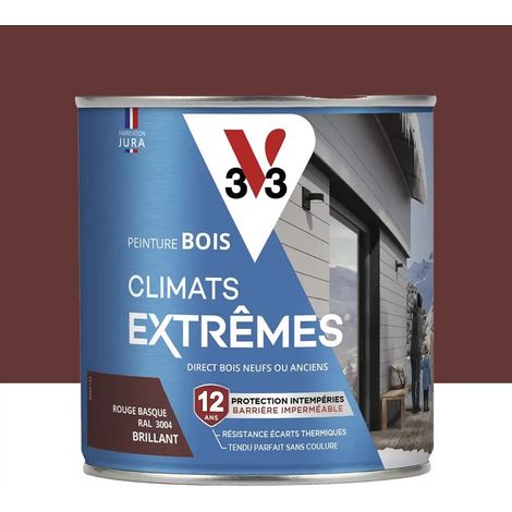 Peinture bois V33 Climats Extrêmes Brillant Rouge Basque 0,5 L (1/3)