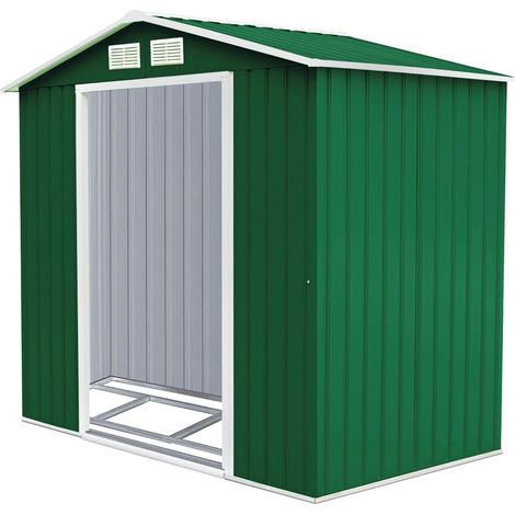 Caseta de jardín metálica de 213 x 127 x 185 cm para guardar herramientas con moderna circulación de aire en metal verde 200010000