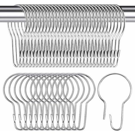 Anneaux Rideaux Douche en Acier Inoxydable,50 Pièces Crochet Rideau Douche en Argent Métal Anneau Rideau Douche Anneaux de Rideaux pour Crochets Suspendus Salon,Chambre,Cuisine 7 x 4 cm (1/5)