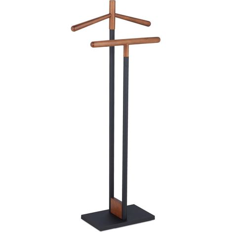 Valet de chambre non fixe élégant pour vêtements 112 x 47 x 20 cm en bois de hêtre noir (1/4)