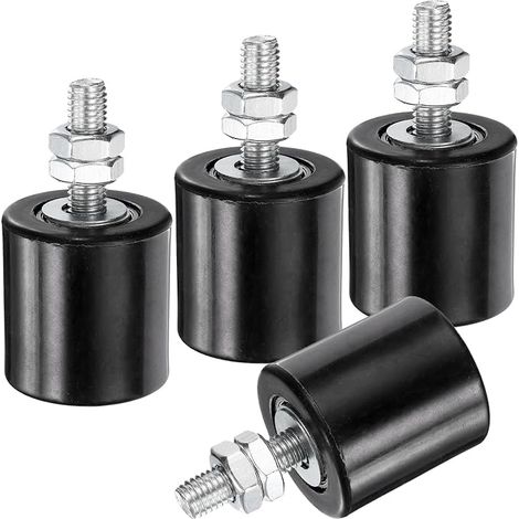 4pcs Galet Guide pour Portail Coulissant 42x44mm, M10 Roulette Nylon Guide au Sol pour Porte Grange Coulissante, Roue Universel avec Roulement à Billes Scellé pour Portail, Noir (1/5)