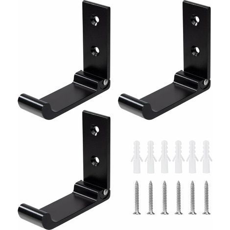 Crochet Mural Pliable 3pcs Patères Pliables pour casque en Alliage D'aluminium, Support de Manteau invisibles pour Bureau Chambre Cuisine Salle de Bain, 15 KG (Noir) MODOU (1/5)