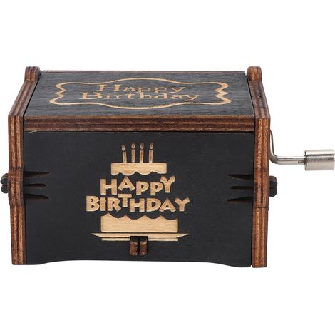 Boîte à musique mécanique à manivelle, cadeau d'anniversaire et décoration intérieure (Noir, Type C) (1/5)