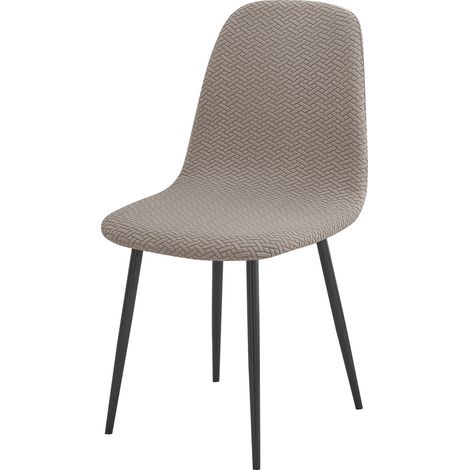 Housse de Chaise Scandinave Extensible Lot de 4 Lavable Universel Diagonale Diagonale Lumière Chameau (1/5)