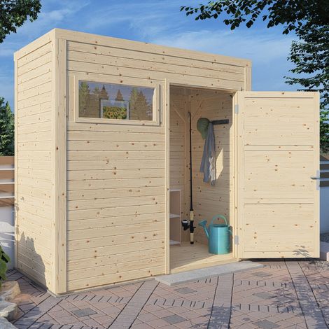 Abri de jardin bois Bertilo Cubo 1 19mm avec plancher 2,55m² natural (1/5)