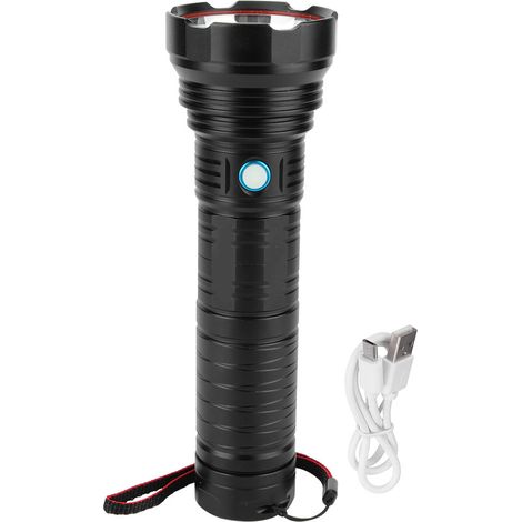 4622LM LED-Taschenlampe, Aluminiumlegierung, wasserdicht, USB-betrieben, für Höhlenforschung und Camping, Schwarz (1/5)