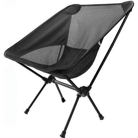 Chaise pliante d'extérieur idéale pour les loisirsle soutien du dossierla pêche à la plagele camping et les activités de plein air. Noire (1/5)