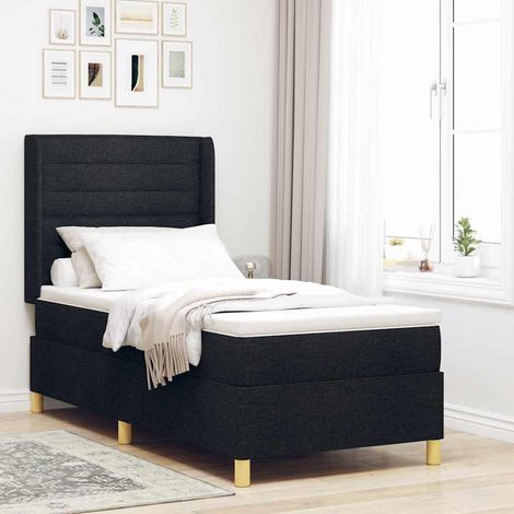 Boxspringbett mit LED-Lichtleisten Schwarz 80 x 200 cm Stoff