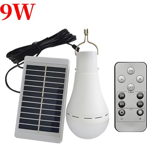 Lampe solaire suspendue (9W avec télécommande) étanche IP68, rechargeable par USB, lampe d'urgence alimentée par l'énergie solaire, idéale pour le camping et les tentes. (1/5)