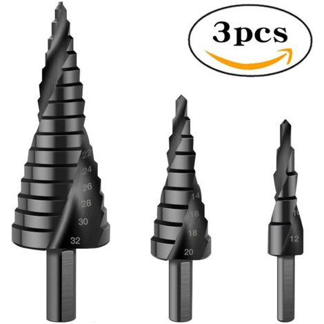 Sollbry Foret Fraise Meche Etage HSS Triangle Conique Titane avec Tige Hexagone Pour Visseuse Percage sur Acier Bois Plastique Laiton Aluminium PVC Ø 4-23mm, 4-20mm, 4-12mm (1/5)