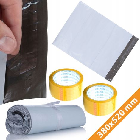 Rosfix Envoltorios de aluminio blanco con interior negro 38x52cm + 2x Cinta de embalaje Rosfix amarilla 48 mm x 50m (1/5)