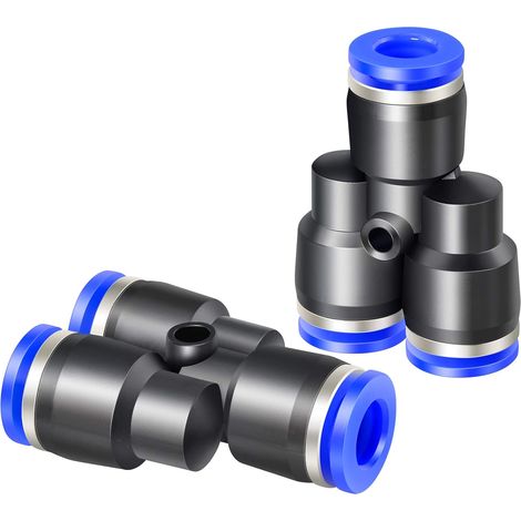 Lot de 2 Raccords en plastique Y 6mm, Connecteur Push Fit 3 voies, Pour tube PU PA PE PVC