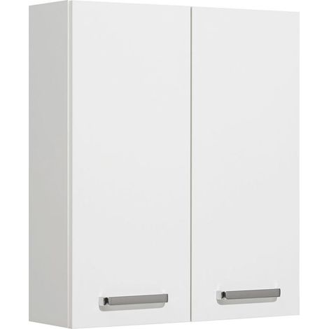 Badezimmer Wandschrank Hängeschrank WARSCHAU-66 in weiß glänzend - B/H/T: 60/70/20cm (1/2)