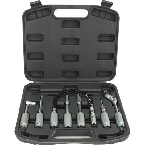 Ortviai Kit de 7 raccords à graisse à connexion rapide, angle droit 90°, acier résistant pour véhicules et industrie (1/5)