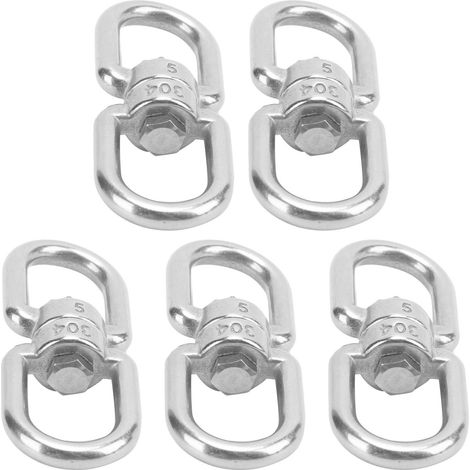 5 Crochets à Pivot en Acier Inox 304 avec Double Boucle M5 pour Connecteur Œil-à-Œil