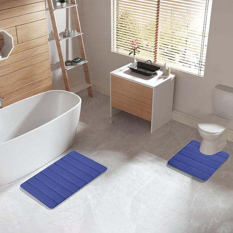 Tapis De Salle De Bain - Tapis Toilette 2 Pièces - Dos En Caoutchouc Anti-Dérapant - Velours Peluche Et Mousse Mémoire - 40x50 cm Et 40x60 cm (1/5)