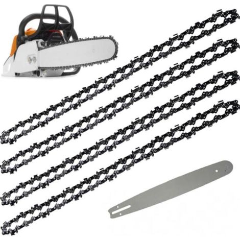 Guide-chaîne & 4 Chaînes de tronçonneuses 52 Maillons / Entraineurs, Pas de 3/8", Jauge 0,05" (14" 35 cm)