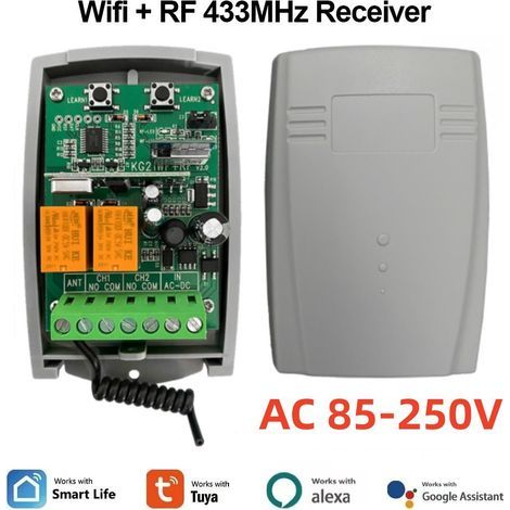 Télécommande et récepteur pour porte de garage, accessoire de commande automatique,85-250V Tuya 433.92mhz receiver (1/5)