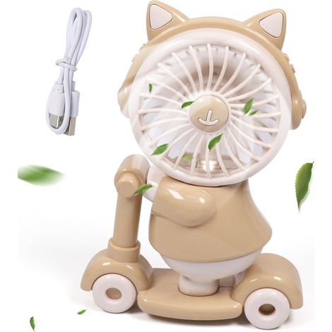 Ventilador pequeño portátil, mini ventilador de mano, carga USB, función de sacapuntas, 2 velocidades, bajo nivel de ruido, ideal para viajes, oficina y actividades al aire libre. (1/5)