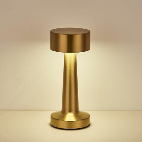 Pair Kabellose, per USB wiederaufladbare Tischlampe, 3 Helligkeitsfarben, berührungsempfindliche, dimmbare Metallic-LED für Esszimmer, Büro, Schlafzimmer, Nachttisch, Wohnzimmer (Gold) (1/5)