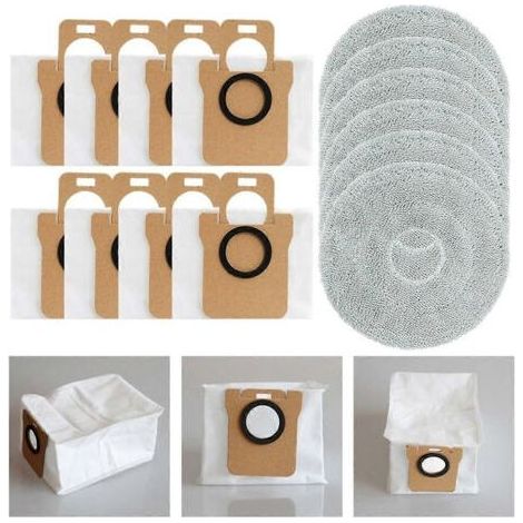 NALOOKAMIC Sacs à poussière et lingettes pour balais à franges Dreame L10S Ultra, L10 Ultra, L10 Prime et L20 Ultra, sacs pour aspirateur et balais à franges humides (1/4)