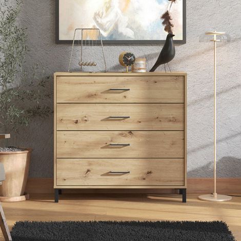 Cassettiera Vidor, 4 Cassetti, Apertura Scorrevole, Chiusura Scorrevole, 93x40x90h cm Marrone Rovere Nodi (1/5)