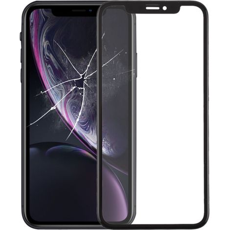 For iPhone XR, LCD mirror glass screen protector/frame with OCA optical adhesive (black) (1/4)