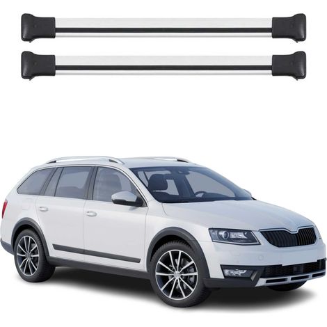 OMAC Aluminium Dachträger Querträger für Skoda Octavia III Kombi 2017-2019 FL – Max. 75 kg – 2 Stangen Silber (1/5)