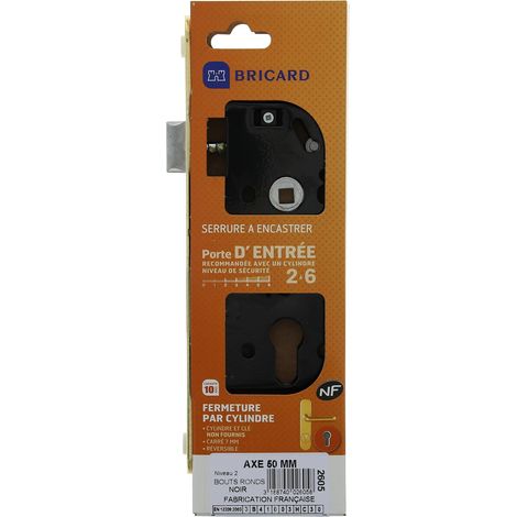 Serrure pour porte d'entrée axe à 50 sans cylindre Noir (1/3)