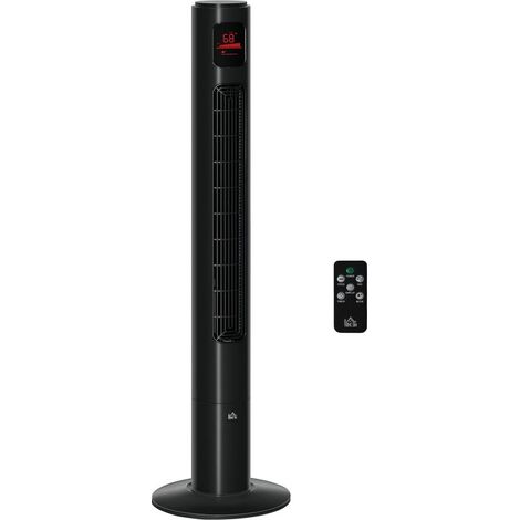 Ventilador de torre oscilante de 70° – Temporizador de 12 horas – Panel LED – Potencia de 45 W – Control remoto – 2 modos – Negro (1/5)