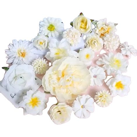 Flores artificiales, rosas de seda, decoración para el hogar, 21 piezas blancas (1/2)