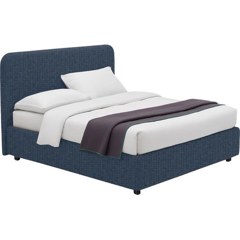 Letto Piazza e Mezza Telford, Sfoderabile, Contenitore Made in Italy, blu
