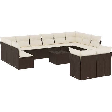 Maison Exclusive - 13-tlg. Garten-Sofagarnitur mit Kissen Braun P