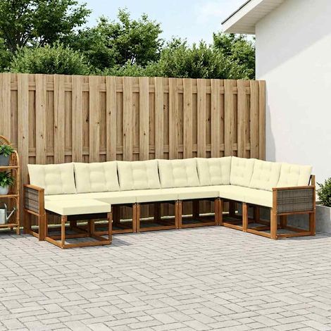 vidaXL Set di divani da esterno con cuscino 8 pcs Naturale e (1/5)