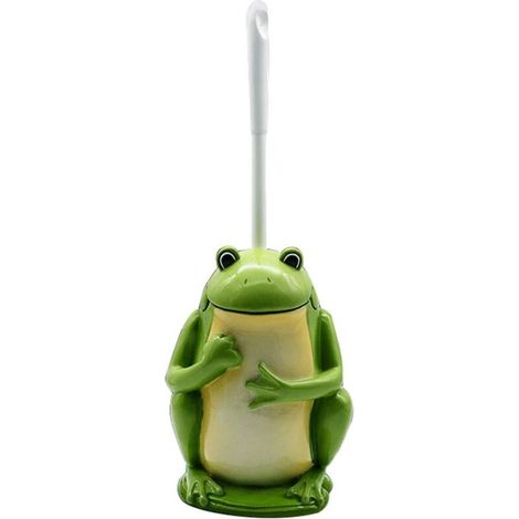 Kompakte Toilettenbürste aus Kunstharz für Badezimmer, Froschmuster, Grün