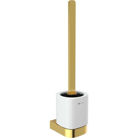 Nimco Nikau - Scopino WC a muro con supporto, oro spazzolato NKZ 30094KN-HR-Z (1/2)