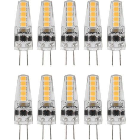 10pcs Ampoules LED G4, 2W 3000K AC 12-24V Ampoules à Intensité Variable pour Lustre Plafonnier Lampe de Table Blanc Chaud (1/4)