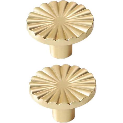 Lot 2 Boutons Meuble Doré , Poignée Armoire Ronde pour Cuisine  Salle de Bain ou Chambre – Poignée Ronde – Griff de Porte pour Commode et Tiroir (1/5)