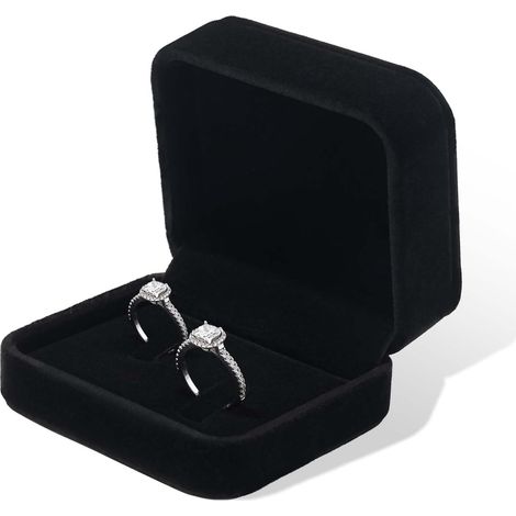 Oirlv Noir Velours Boite Double Bague,Boîte Bague de Fiançailles, Ringbox,pour Proposition, Fiançailles, Mariages (1/5)