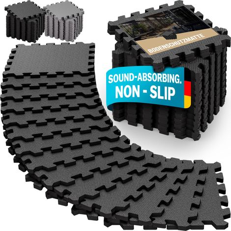 MONZANA® 18x/36/54x Fitness Floor Protection Mats with Edge Pieces  30x30cm Non-Slip EVA Foam Puzzle Mat  Training Mats Fitness Equipment  Black/Grey  18 Stück (de) (1/8)