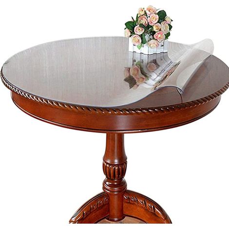 Nappe de table ronde transparente en PVC imperméable, protection imperméable pour bureau, taille personnalisable, Plastique PVC, Épaisseur : 2 mm., Dia.100cm (1/3)