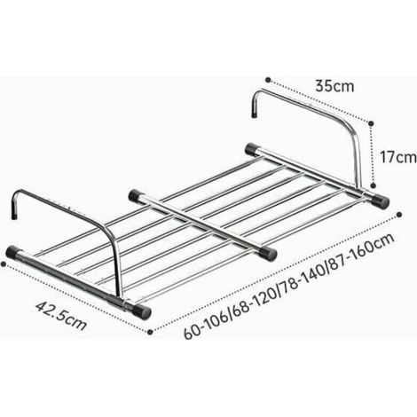 Hanging Clothes Dryer, Ohjijinn Foldable Clothes Drying Rack, Telescopic Stainless Steel Clothes Dryer, 60-106cm Length, Hanging Clothes Dryer for Indoor and Outdoor Balcony Use (1/4)