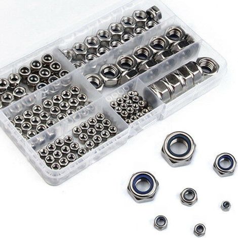 Coffret de 170 écrous blocage en acier inoxydable, tailles M3 à M10 (1/5)