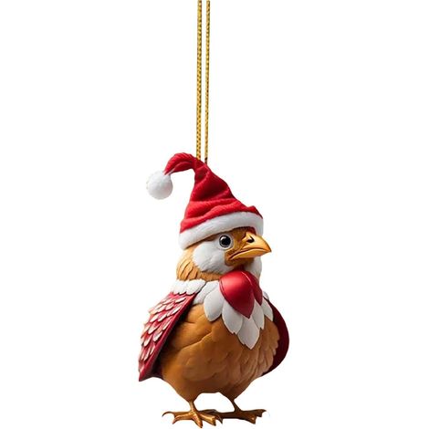 Guirlande De Poulet - Décoration De Sapin De Noël En Acrylique - Pendentif Voiture Et Sac - Ornement Festif Pour Maison Et Arbre De Noël - Lot De 1 (1/5)