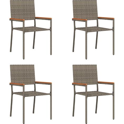 Lot de 4 Chaises empilables de jardin，Chaise d'extérieur Gris et marron CFW3059783 (1/5)