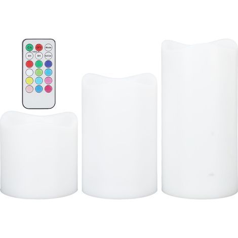 Flameless electronic LED candles, 3 pieces, multi-mode timer, RGB, with remote control, for wedding party (1/3)
