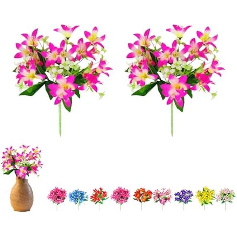 Lot de 2 fleurs artificielles en soie, fleurs artificielles réalistes pour décoration de maison, de mariage, de maison, de cuisine, de jardin, centres de table, bouquets, vases (rose B) (1/5)