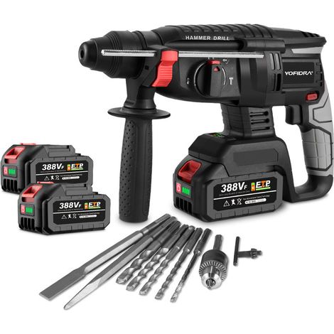 Perforateur-burineur SDS-Max 850W - 26mm perforateur burineur sans fil - avec 2x 4.0Ah batterie + kit d'accessoires